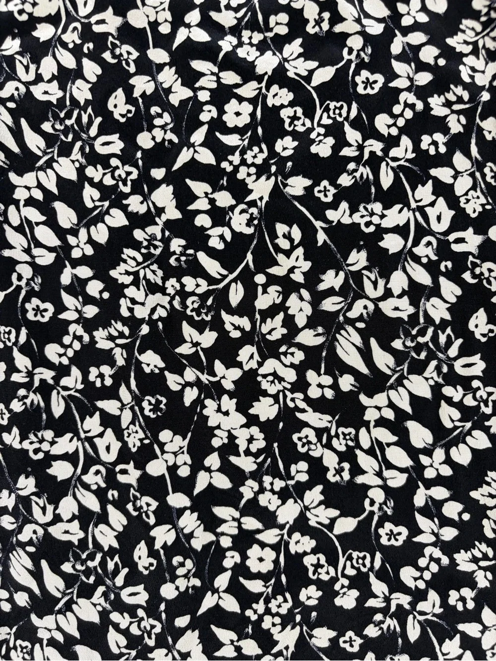 Real Clothes Saks Fifth‎ Avenue Black Silk Maxi Skirt with Cream Floral Print